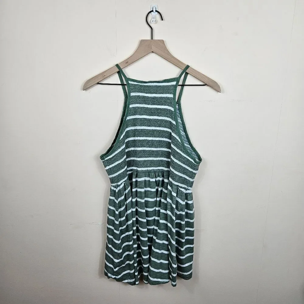 Torrid Smocked Babydoll Hi-Low Top – Green & White 1X - Picture 7 of 10